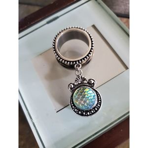 Boho Gypsy NWT Antique Wide Band Ring with Dangle Charm with Scales Design